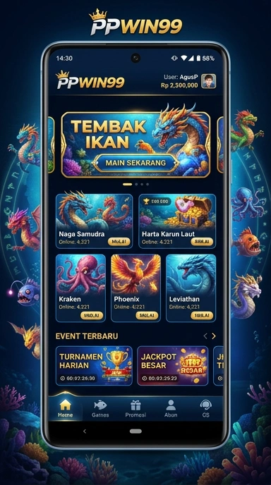 Tampilan utama aplikasi ppwin99 dengan navigasi yang sederhana.